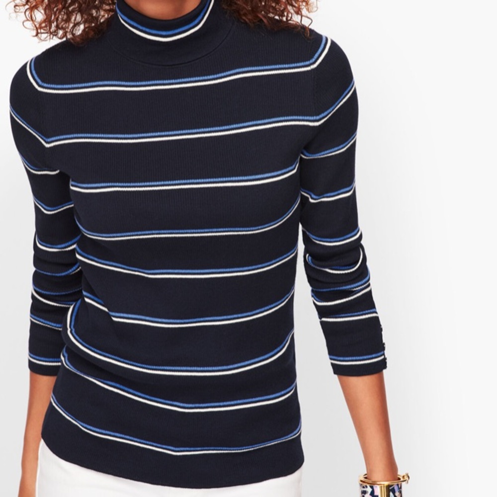 Talbots Petite Thin Stripe Turtleneck Top XL